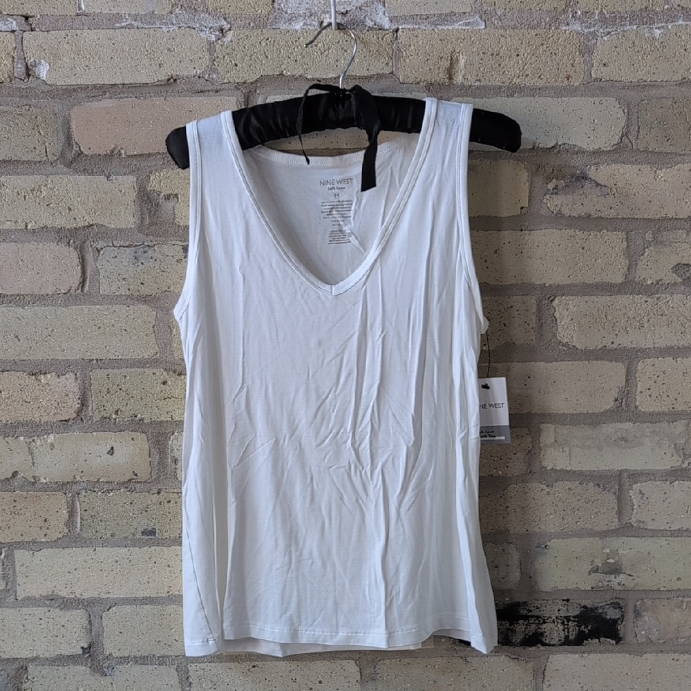 NWT Nine West White V-Neck Tank Top